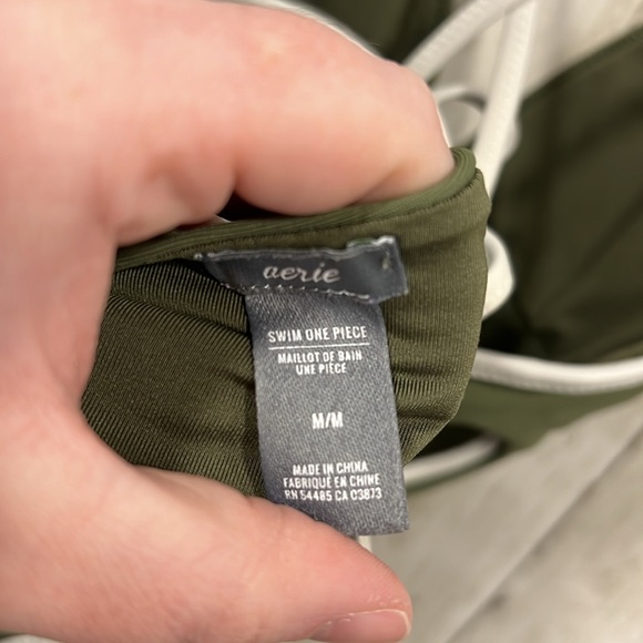 Aerie Cutout One Piece Swimsuit Olive Green Size Medium - Picture 7 of 9